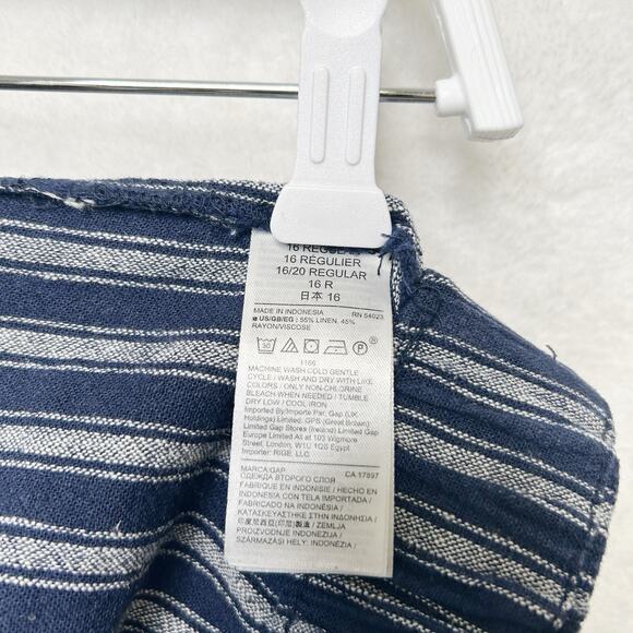 GAP Nautical‎ Striped Wide Leg Linen Pants Vacation Resort Coastal Blue White 16 - Picture 9 of 9